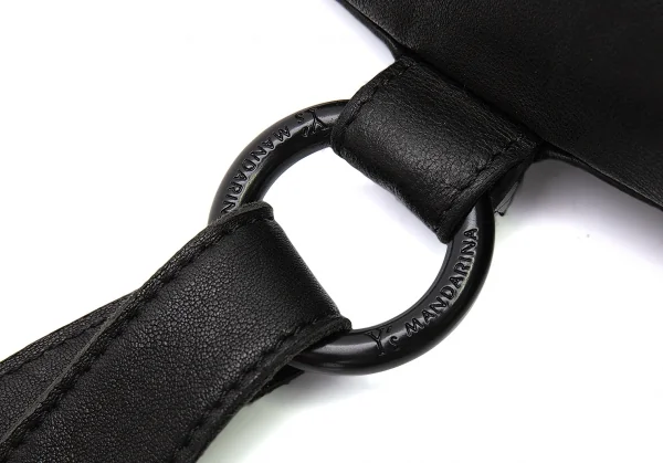 ワイズ×マンダリーナ Y’s×MANDARINA レザーショルダーバッグ 黒 K-70329_007
