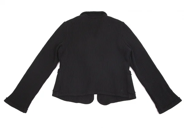 【SALE】ローブドシャンブル コムデギャルソンrobe de chambre COMME des GARCONS シフォンフリルリブニットボタンレスジャケット 黒L K-70361_011