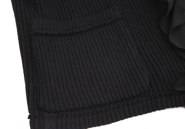 【SALE】ローブドシャンブル コムデギャルソンrobe de chambre COMME des GARCONS シフォンフリルリブニットボタンレスジャケット 黒L K-70361_009
