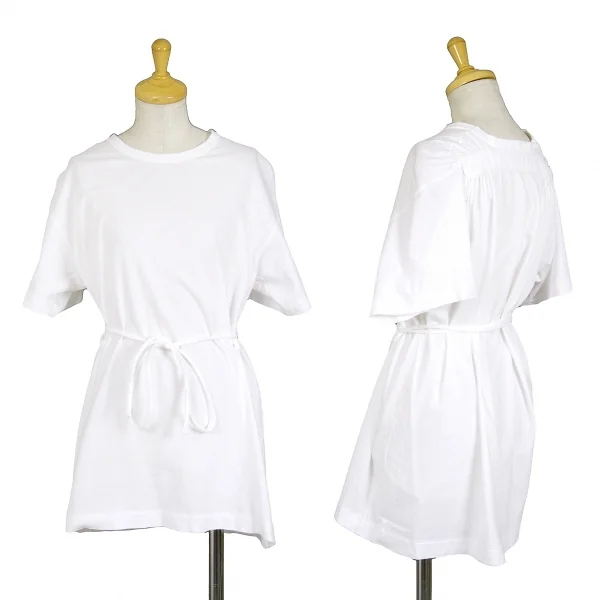【SALE】コムデギャルソンCOMME des GARCONS バックシャーリングウエストドローコードTシャツ 白M位 K-70372_001
