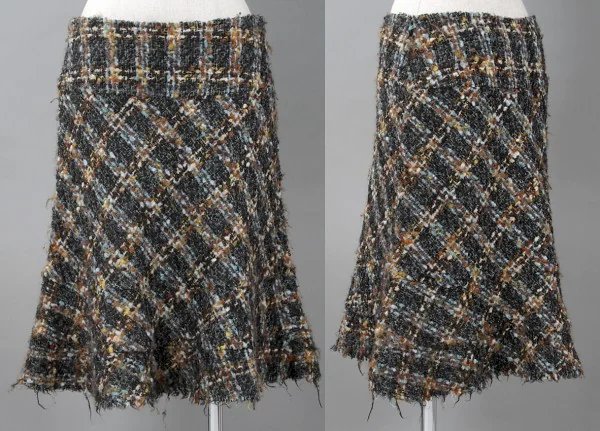 JUNYA WATANABE COMME des GARCONS Plaid mohair wool blend flare skirt(K-5118) Black  K-5118_001