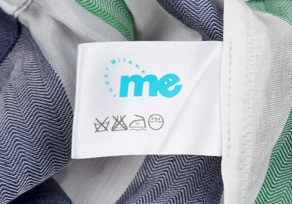 【SALE】イッセイミヤケISSEY MIYAKE me シースルーヘリンボーンストライプ切替スカート 白緑青M位 K-70414_013
