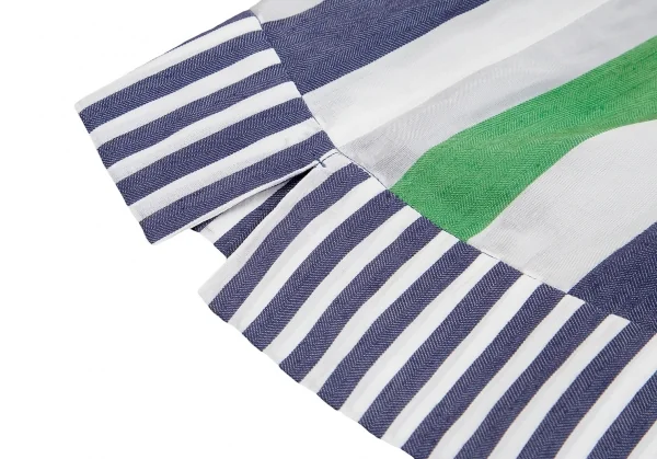 【SALE】イッセイミヤケISSEY MIYAKE me シースルーヘリンボーンストライプ切替スカート 白緑青M位 K-70414_007