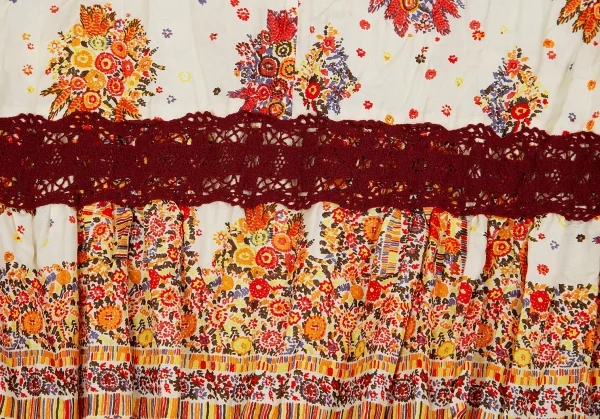 【SALE】ジャンポールゴルチエJean Paul GAULTIER シワ加工フラワープリントカーディガン クリームエンジ40 K-70420_011