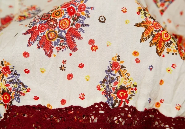 【SALE】ジャンポールゴルチエJean Paul GAULTIER シワ加工フラワープリントカーディガン クリームエンジ40 K-70420_012