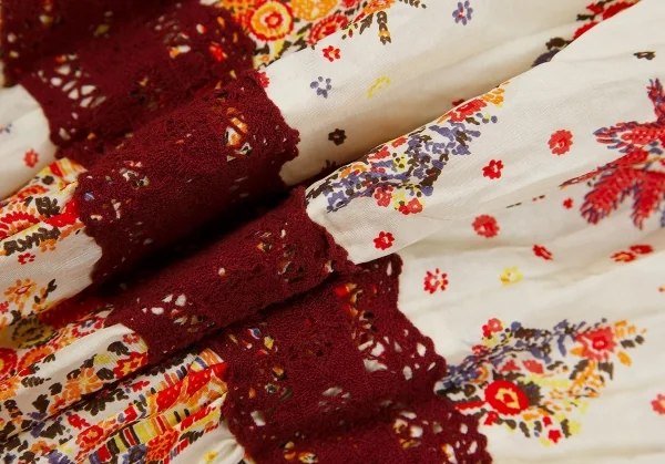 【SALE】ジャンポールゴルチエJean Paul GAULTIER シワ加工フラワープリントカーディガン クリームエンジ40 K-70420_013