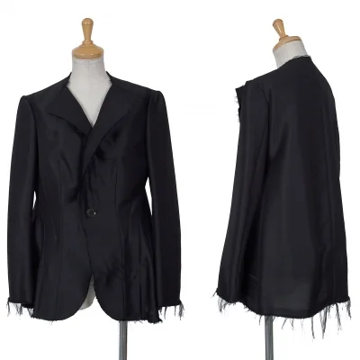 ヨウジヤマモト ファムYohji Yamamoto FEMME モヘヤシルク変形ジャケット 黒