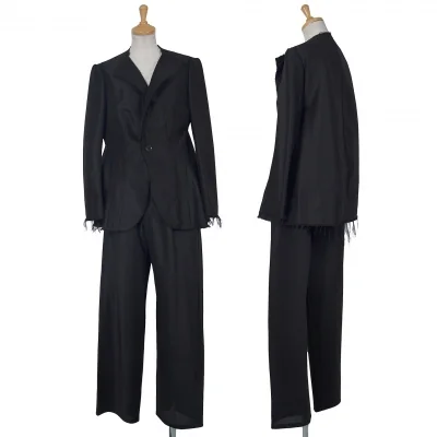 ヨウジヤマモト ファムYohji Yamamoto FEMME モヘヤシルク変形セットアップスーツ 黒