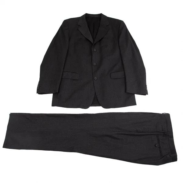 ジャンニヴェルサーチGIANNI VERSACE メデューサ裏地ウール3Bジャケットセットアップスーツ チャコールグレー50 K-70477_001
