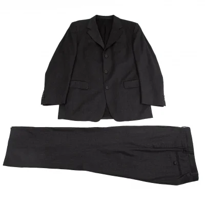 ジャンニヴェルサーチGIANNI VERSACE メデューサ裏地ウール3Bジャケットセットアップスーツ チャコールグレー