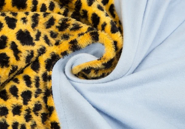 【SALE】コムデギャルソン オムプリュスCOMME des GARCONS HOMME PLUS 裾レオパード燕尾切替ロング丈Tシャツ ブルー黄M K-70489_012