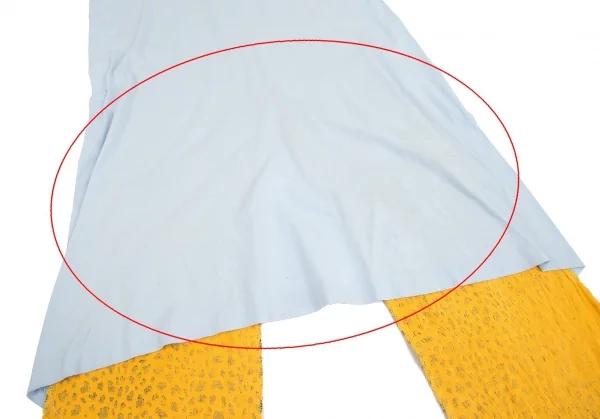 【SALE】コムデギャルソン オムプリュスCOMME des GARCONS HOMME PLUS 裾レオパード燕尾切替ロング丈Tシャツ ブルー黄M K-70489_008