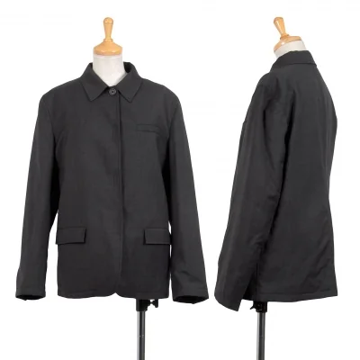 【SALE】プラダPRADA 中綿ステンカラーマジックテープウールジャケット  グレー