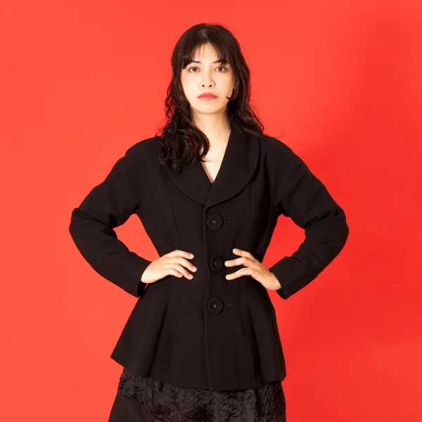 【SALE】リミフゥLIMI feu デカボタンヘチマカラーウールジャケット 黒S K-70629_014