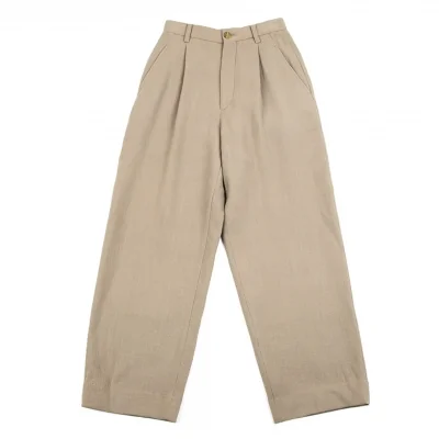 イッセイミヤケ ISSEY MIYAKE １タックウールパンツ ベージュ