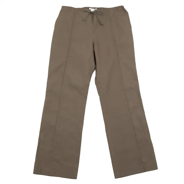 プリーツプリーズPLEATS PLEASE カットデザインパンツ カーキ1 K-70726_001