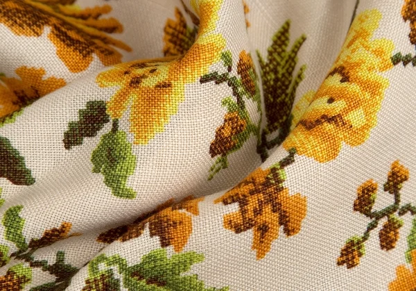 トリココムデギャルソンtricot COMME des GARCONSクロスステッチフラワープリントノーカラージャケット 黄生成りM K-70840_013