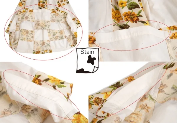 トリココムデギャルソンtricot COMME des GARCONS クロスステッチフラワープリントパッチワークスカート 黄生成りS K-70841_009