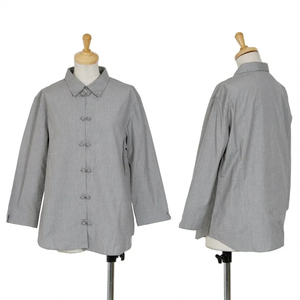 マドモアゼルノンノンMademoiselle NON NON 七分袖チャイナコットンシャツ グレーL K-70870_001