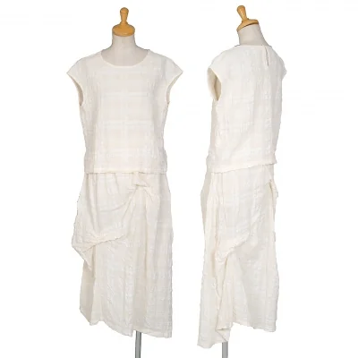 イッセイミヤケISSEY MIYAKEI.S. コットンリネンチェックセットアップ アイボリー