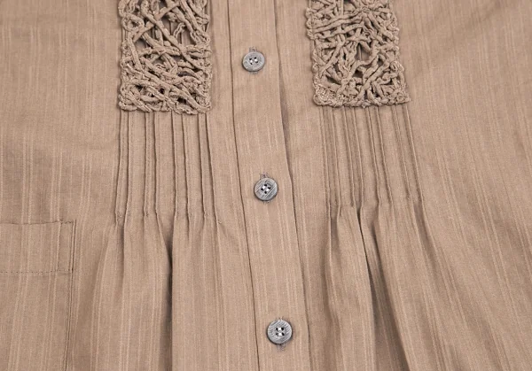 イッセイミヤケ ハートISSEY MIYAKE HaaT コードレース装飾シャツチュニック モカ2 K-70945_010