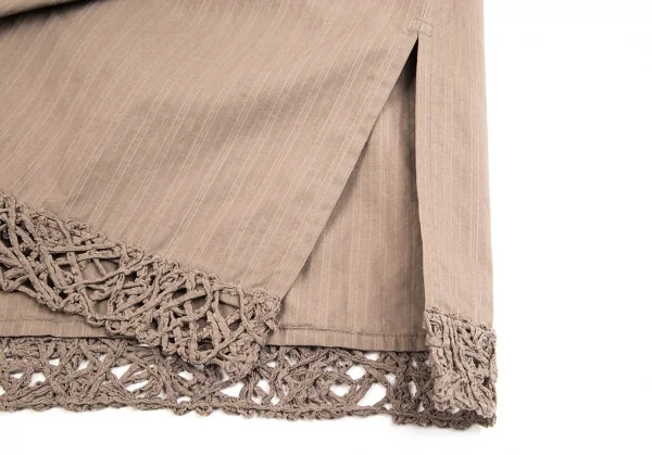 イッセイミヤケ ハートISSEY MIYAKE HaaT コードレース装飾シャツチュニック モカ2 K-70945_012