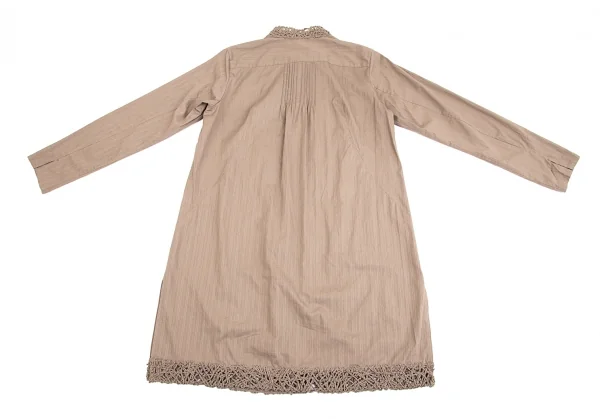 イッセイミヤケ ハートISSEY MIYAKE HaaT コードレース装飾シャツチュニック モカ2 K-70945_014