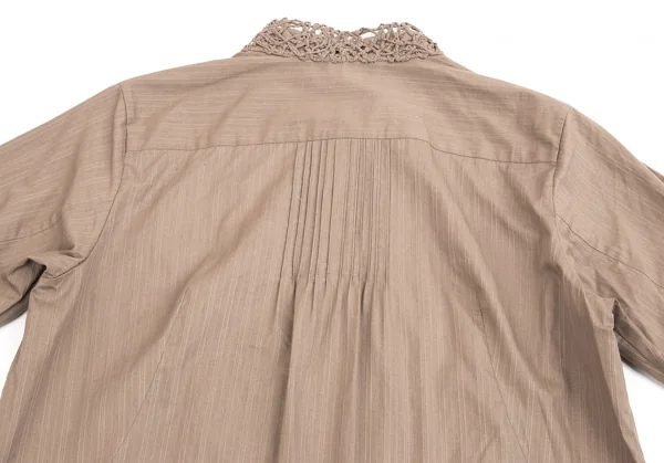 イッセイミヤケ ハートISSEY MIYAKE HaaT コードレース装飾シャツチュニック モカ2 K-70945_015