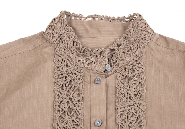 イッセイミヤケ ハートISSEY MIYAKE HaaT コードレース装飾シャツチュニック モカ2 K-70945_004