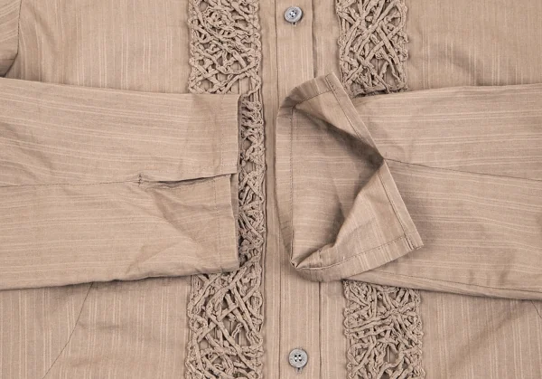 イッセイミヤケ ハートISSEY MIYAKE HaaT コードレース装飾シャツチュニック モカ2 K-70945_007