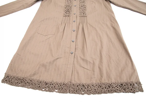 イッセイミヤケ ハートISSEY MIYAKE HaaT コードレース装飾シャツチュニック モカ2 K-70945_008