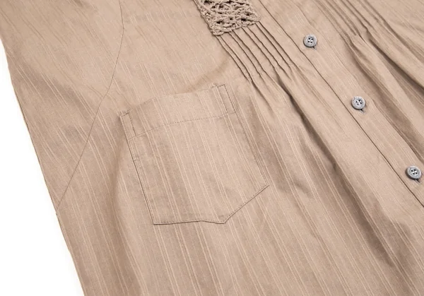 イッセイミヤケ ハートISSEY MIYAKE HaaT コードレース装飾シャツチュニック モカ2 K-70945_009