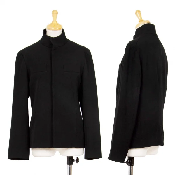 ワイズY's ウールギャバスタンドカラースナップボタンジャケット 黒2 K-71070_001