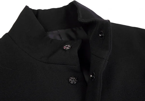 ワイズY's ウールギャバスタンドカラースナップボタンジャケット 黒2 K-71070_011