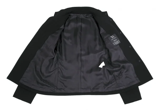 ワイズY's ウールギャバスタンドカラースナップボタンジャケット 黒2 K-71070_012