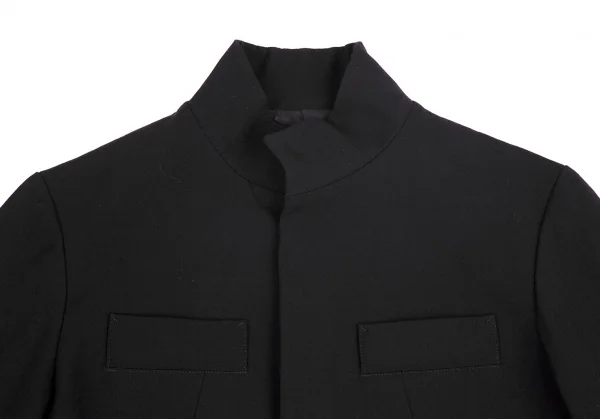 ワイズY's ウールギャバスタンドカラースナップボタンジャケット 黒2 K-71070_003