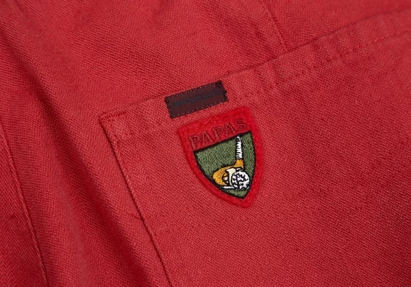 パパスPapas ゴルフワッペン付ヘリンボーンパンツ 赤M K-71078_010