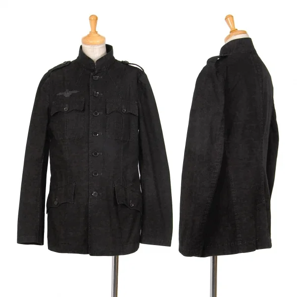 ワイズ レッドレーベルY's Red Label スタンドカラー刺繍コットンミリタリージャケット 黒2 K-71080_001