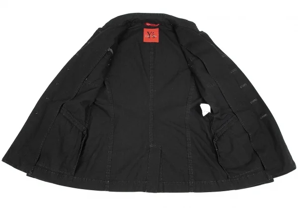 ワイズ レッドレーベルY's Red Label スタンドカラー刺繍コットンミリタリージャケット 黒2 K-71080_015