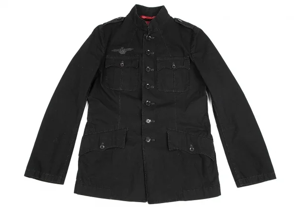 ワイズ レッドレーベルY's Red Label スタンドカラー刺繍コットンミリタリージャケット 黒2 K-71080_002
