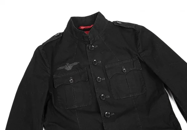 ワイズ レッドレーベルY's Red Label スタンドカラー刺繍コットンミリタリージャケット 黒2 K-71080_003