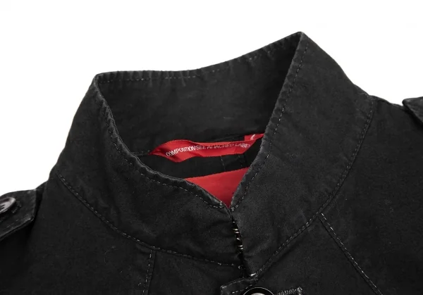 ワイズ レッドレーベルY's Red Label スタンドカラー刺繍コットンミリタリージャケット 黒2 K-71080_004