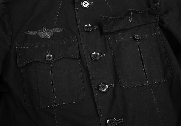ワイズ レッドレーベルY's Red Label スタンドカラー刺繍コットンミリタリージャケット 黒2 K-71080_007
