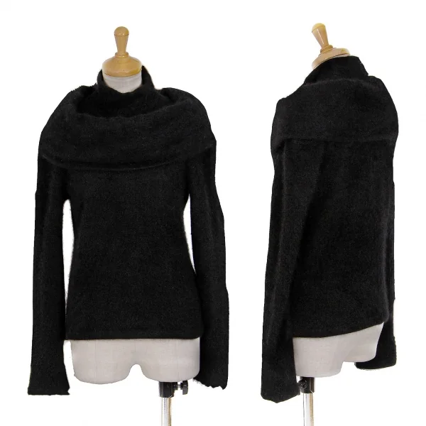 ヨウジヤマモト ノアールyohji yamamoto NOIR レイヤータートルネックアンゴラシャギーニット 黒3 K-71092_001