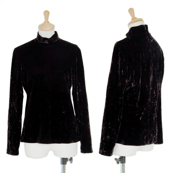 バーバリーズBurberrys' クラッシュベロアハイネックトップス 黒38 K-71110_001