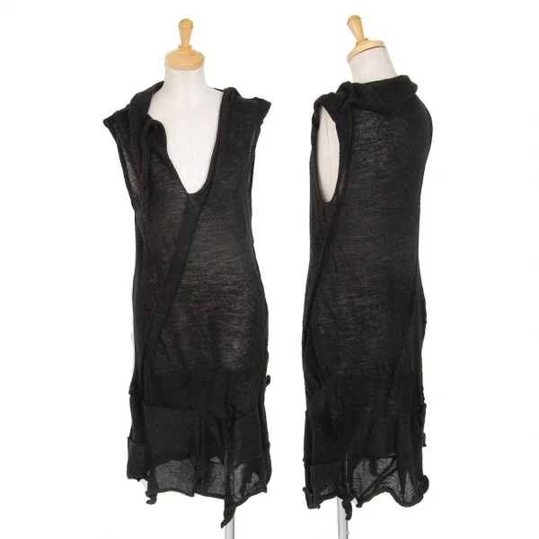 イッセイミヤケミーISSEY MIYAKE me 変形ニットワンピース 黒M位 (K-71157)