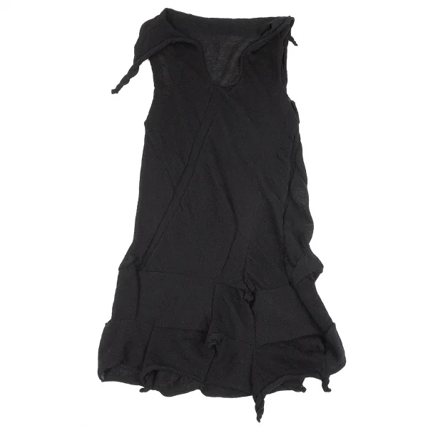 イッセイミヤケミーISSEY MIYAKE me 変形ニットワンピース 黒M位 (K-71157)