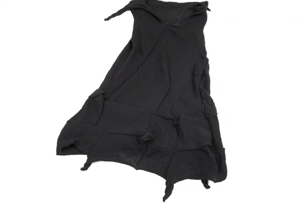 イッセイミヤケミーISSEY MIYAKE me 変形ニットワンピース 黒M位 (K-71157)