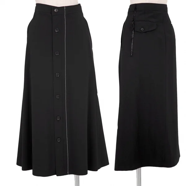 ローブドシャンブル コムデギャルソンrobe de chambre COMME des GARCONS ウールサージ前立デザインスカート