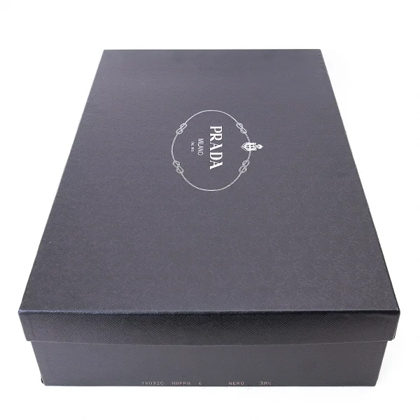 プラダPRADA スムースレザーチャンキーヒールロングブーツ 黒38.5（24.5位） K-71282_013